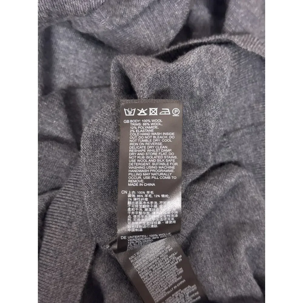 Reiss 1/4 Zip Sweater Large Mens Gray Merino Wool Long Sleeve Pullover